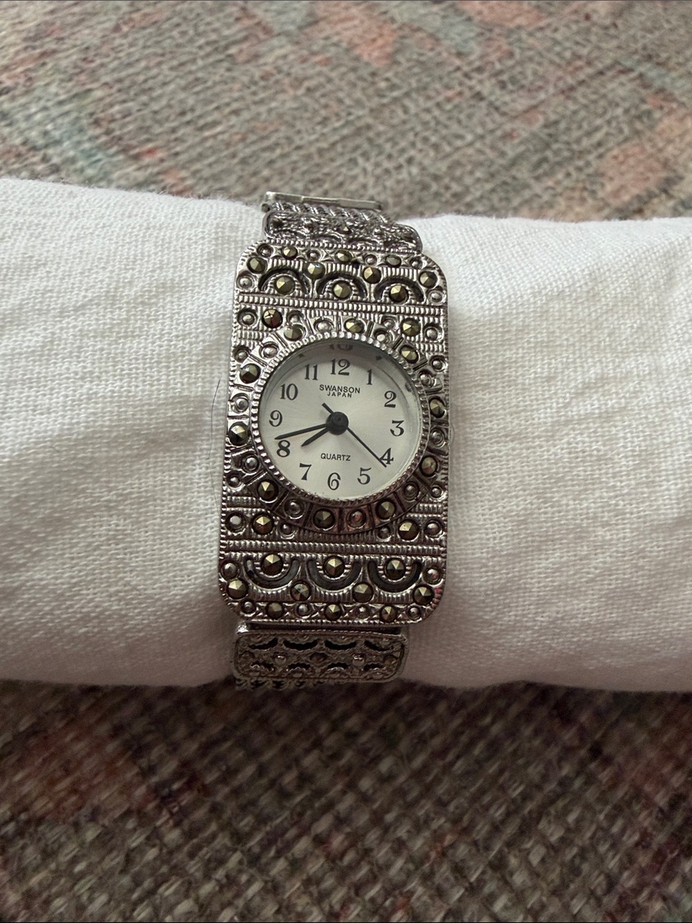 Silver-Tone Swanson Marcasite-Style Bracelet Watch for Women